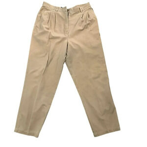 Lauren by Ralph Lauren Beige 100% Cotton Pleated Chino Pant Size 16